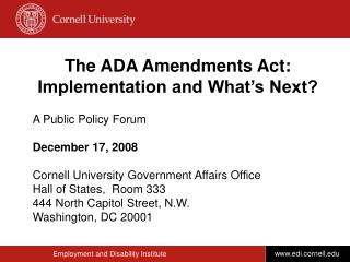 The ADA Amendments Act: Implementation and What’s Next?
