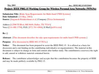 Project: IEEE P802.15 Working Group for Wireless Personal Area Networks (WPANs)