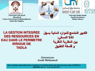 Université Cadi Ayyad Marrakech Centre Universitaire Polydisciplinaire kalaat des Sraghna