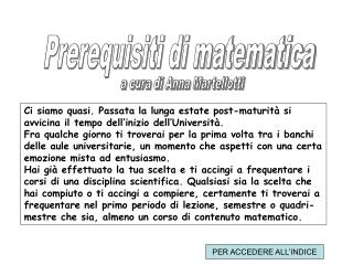 Prerequisiti di matematica