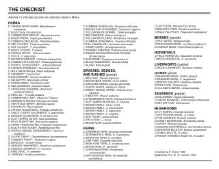 THE CHECKIST Asterisk (*) indicates species not originally native to Maine.