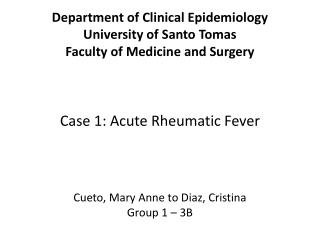 Department of Clinical Epidemiology University of Santo Tomas Faculty of Medicine and Surgery