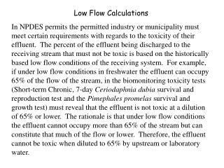 Low Flow Calculations