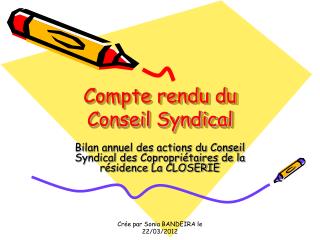 Compte rendu du Conseil Syndical