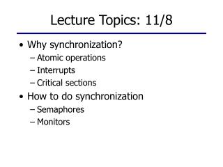 Lecture Topics: 11/8