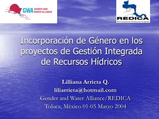 Incorporación de Género en los proyectos de Gestión Integrada de Recursos Hídricos