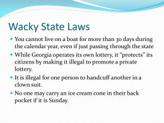Wacky State Laws