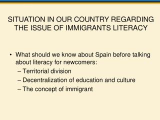What should we know about Spain before talking about literacy for newcomers: Territorial division