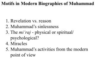 Motifs in Modern Biographies of Muhammad