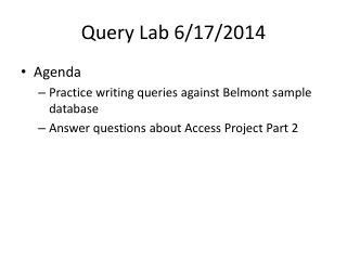 Query Lab 6/17/2014