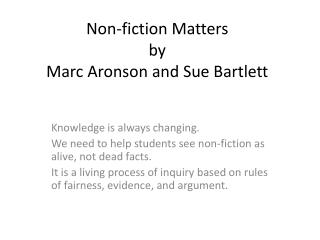 Non-fiction Matters by Marc Aronson and Sue Bartlett