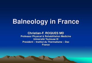 Balneology in France