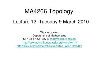 MA4266 Topology