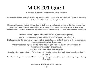 MICR 201 Quiz II