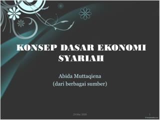 KONSEP DASAR EKONOMI SYARIAH