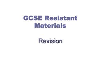 GCSE Resistant Materials Revision