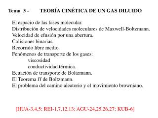 Tema 3 -	TEORÍA CINÉTICA DE UN GAS DILUIDO