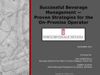Successful Beverage Management — Proven Strategies for the On-Premise Operator