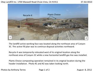 Otay Landfill Inc. 1700 Maxwell Road Chula Vista, CA 91911 		 37-AA-0010