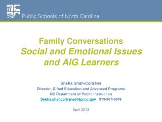 Family Conversations Social and Emotional Issues and AIG Learners