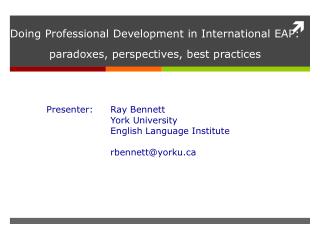 Doing Professional Development in International EAP: paradoxes, perspectives, best practices