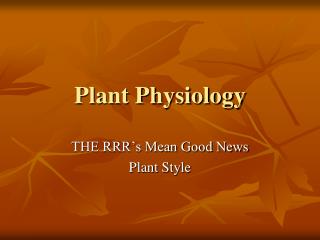 Plant Physiology