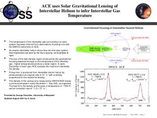 ACE uses Solar Gravitational Lensing of Interstellar Helium to infer Interstellar Gas Temperature