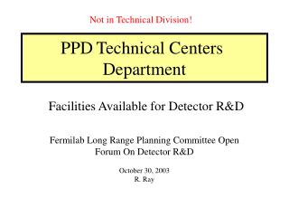 Technical Centers Department