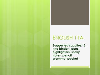 ENGLISH 11A