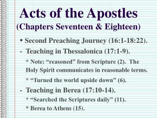 Acts of the Apostles (Chapters Seventeen &amp; Eighteen)