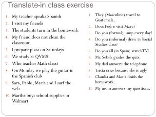 Translate-in class exercise