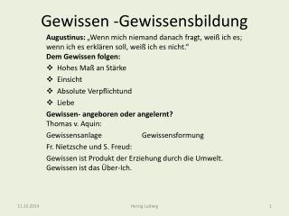 Gewissen -Gewissensbildung