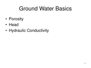 Ground Water Basics