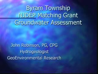 Byram Township NJDEP Matching Grant Groundwater Assessment