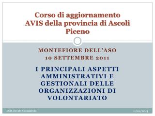 Corso di aggiornamento AVIS della provincia di Ascoli Piceno