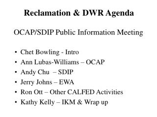 OCAP/SDIP Public Information Meeting