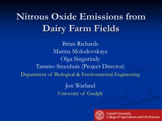 Nitrous Oxide Emissions from Dairy Farm Fields