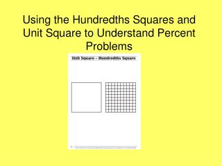 Using the Hundredths Squares and Unit Square to Understand Percent Problems