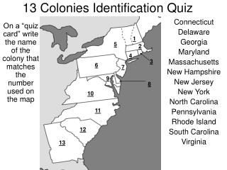 13 Colonies Identification Quiz