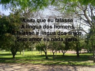 Ainda que eu falasse A língua dos homens E falasse a língua dos anjos, Sem amor eu nada seria.