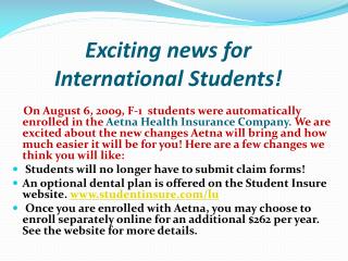 Exciting news for International Students!