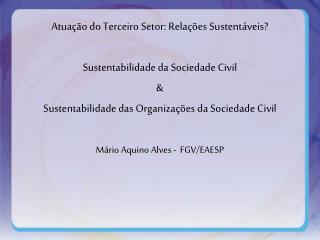Atuação do Terceiro Setor: Relações Sustentáveis? Sustentabilidade da Sociedade Civil &amp;