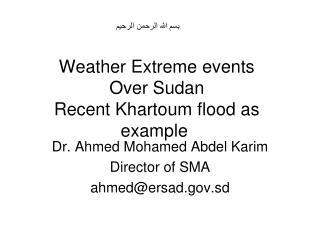 Weather Extreme events Over Sudan Recent Khartoum flood as example
