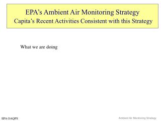 EPA’s Ambient Air Monitoring Strategy Capita’s Recent Activities Consistent with this Strategy