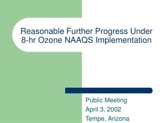 Reasonable Further Progress Under 8-hr Ozone NAAQS Implementation