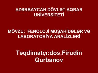 AZƏRBAYCAN DÖVLƏT AQRAR UNİVERSİTETİ