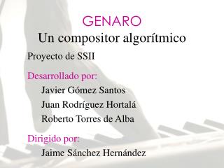 GENARO Un compositor algorítmico