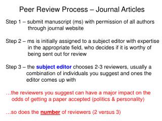 Peer Review Process – Journal Articles