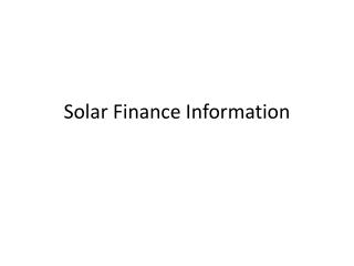 Solar Finance Information