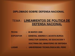 DIPLOMADO SOBRE DEFENSA NACIONAL